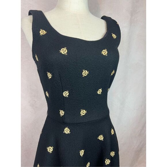 Vintage 1950s Wool Felt Embroidered Dress Swing Rockabilly Pinup Mod - Picture 4 of 8
